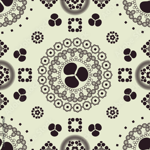 Indian geometric mandala seamless pattern.  Asian ethnic symbol. Oriental mandala medallion vector background.