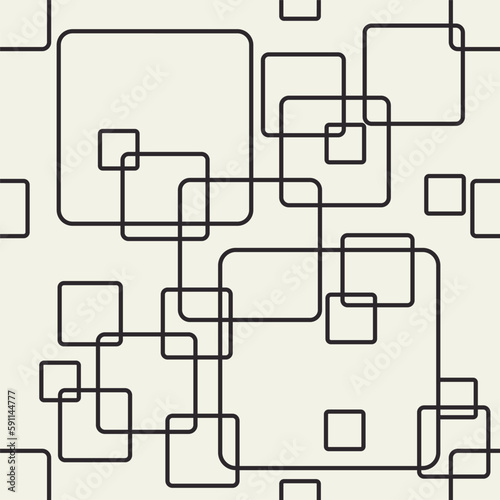 Squares shapes seamless pattern. Monochrome squares vector background. 