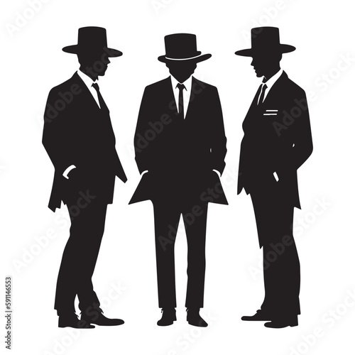 Mafia silhouette vector, Detective silhouette vector isolated on white background	