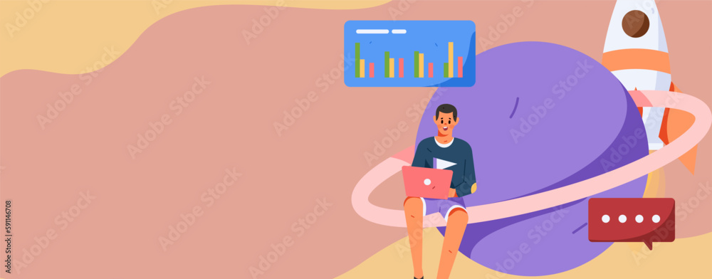 Business people working in flat vector concept operation hand drawn illustration
