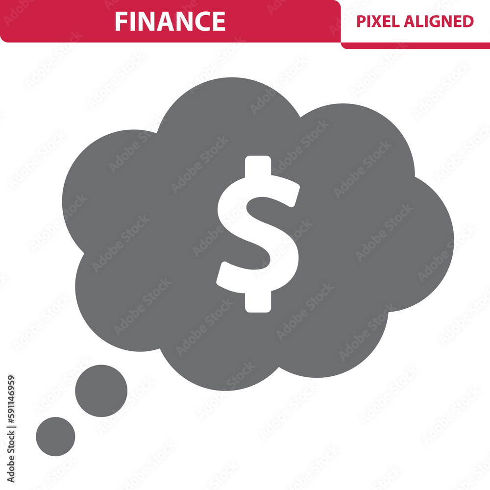 Finance Icon. Dollar, Thinking, Thought Bubble Finance Icon. Dollar, Thinking, Thought Bubble