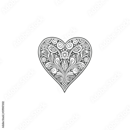 The heart-shaped frames ornate and floral elements are beautifully background for invitation card.