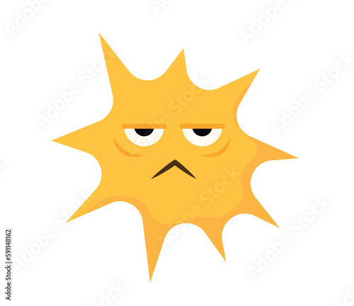 Concept Cartoon viruses. This vector cartoon illustration features a yellow virus in a flat style design, set against a clean white background. Vector illustration.