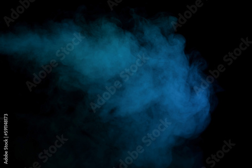 Blue and yellow steam on a black background.