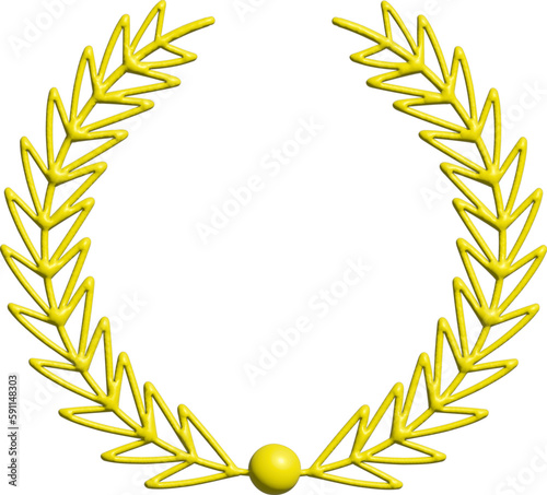 3D yellow ceremonial frame with laurel wreath