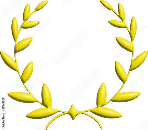 3D yellow ceremonial frame with laurel wreath