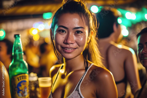 young asian woman in a bar ...