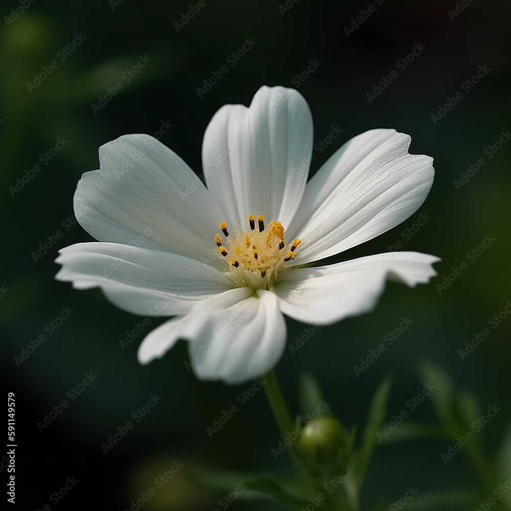 White flower carrying pollen, Generative AI White flower carrying pollen, Generative AI