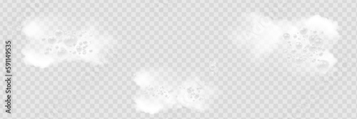 Bath foam with shampoo bubbles isolated on a transparent background. Vector shave, foam mousse with bubbles top view template for your advertising design