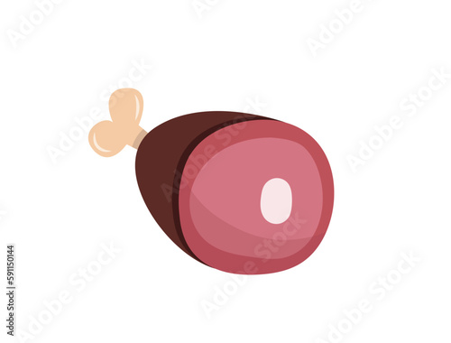 Concept Meat on the bone shank. This is an illustration of a bone shank, a meat product often used for making stews and soups. Vector illustration.
