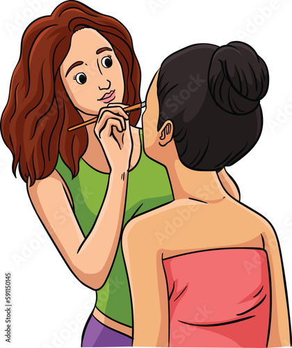 Makeup Artist Cartoon Colored Clipart Illustration
