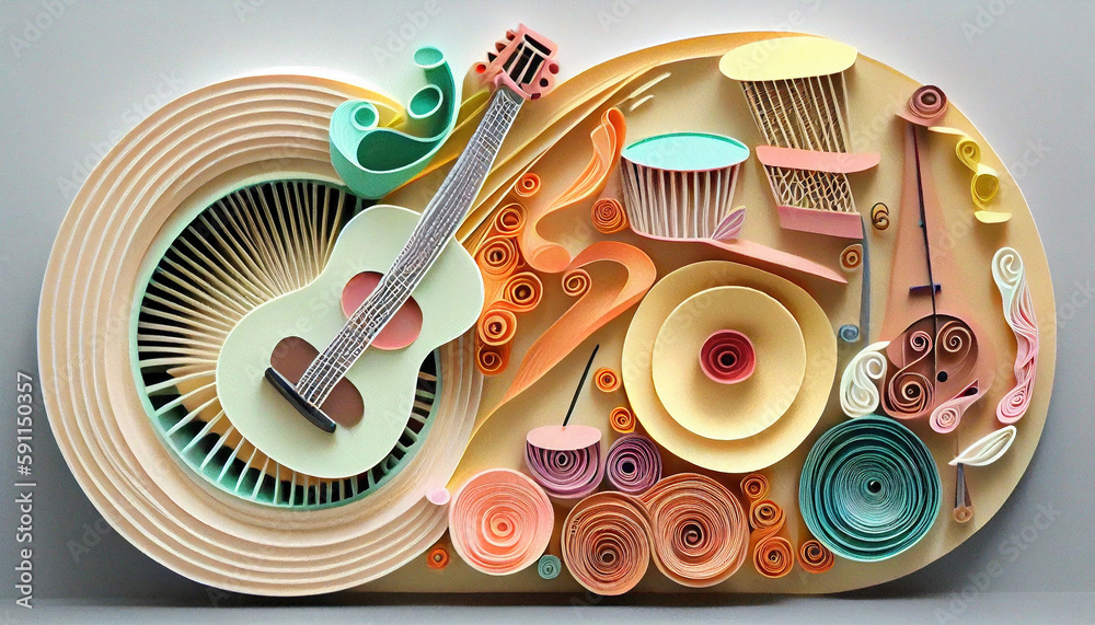 Fototapeta World music day background illustration. Generative AI.