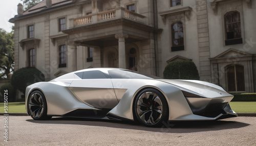 Modern super car, futuristic sport car, silver sport car, luxury  background © TimesLight