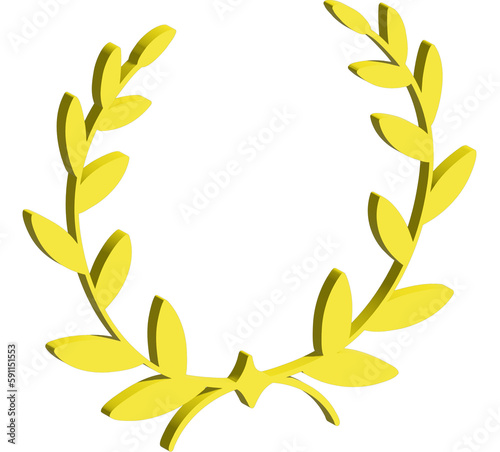 3D yellow ceremonial frame with laurel wreath
