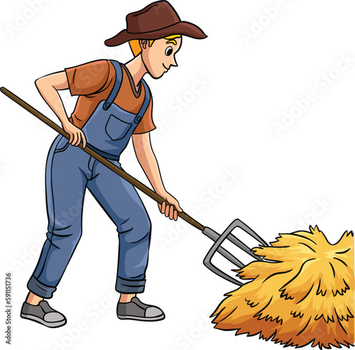 Farmer Cartoon Colored Clipart Illustration