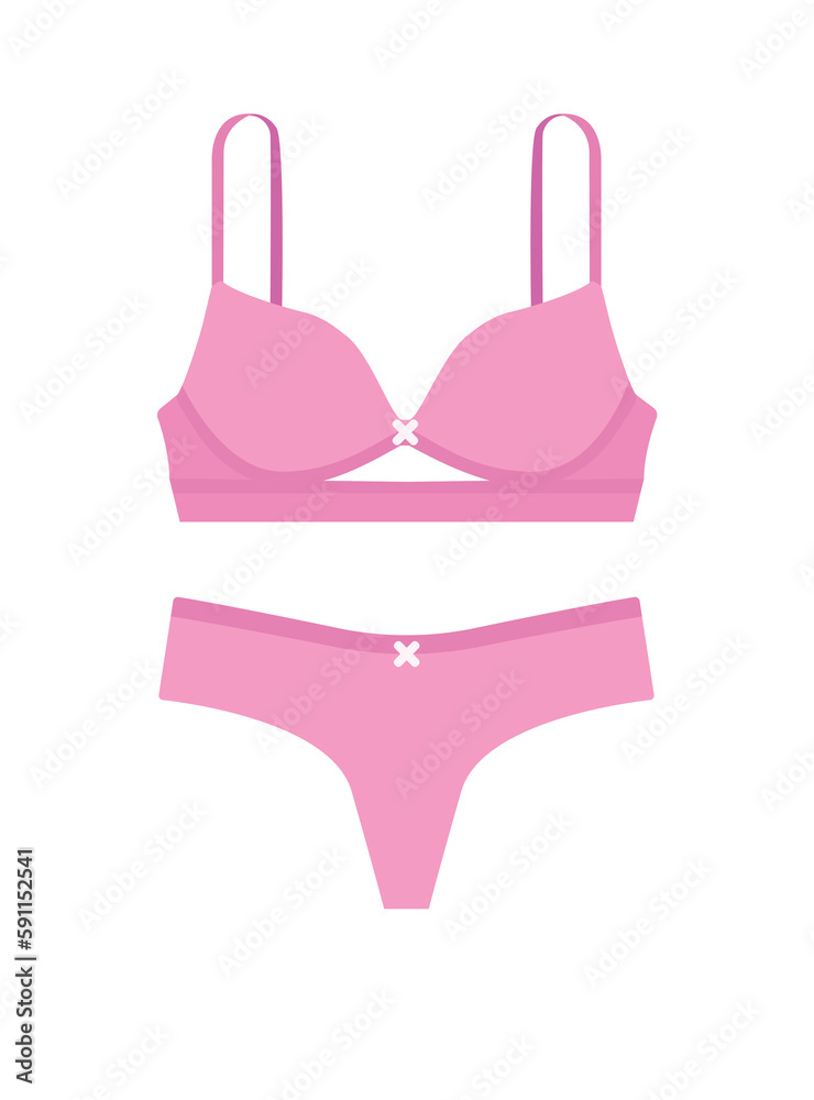 Concept Underwear women. This is a flat, web-ready cartoon illustration of pink underwear for women on a white background. Vector illustration. Concept Underwear women. This is a flat, web-ready cartoon illustration of pink underwear for women on a white background. Vector illustration.