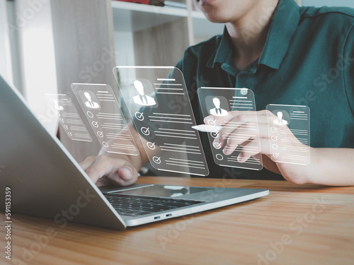 HR Management Human Resources Department who are recruiting candidates or searching for employees who have passed the assessment test Job promotion within the team