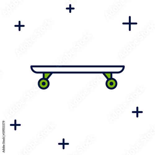 Filled outline Longboard or skateboard cruiser icon isolated on white background. Extreme sport. Sport equipment. Vector © Kostiantyn