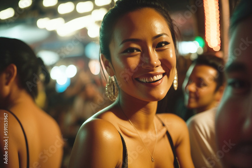 young asian woman in a bar ...