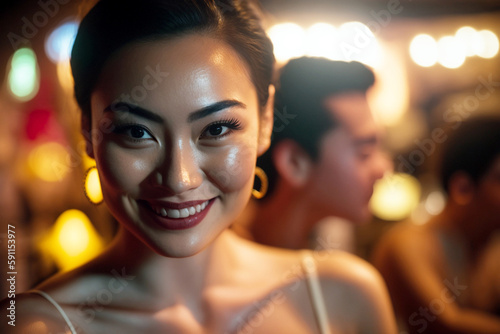 young asian woman in a bar ...