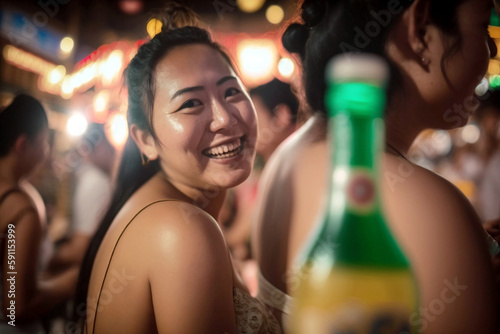 young asian woman in a bar ...