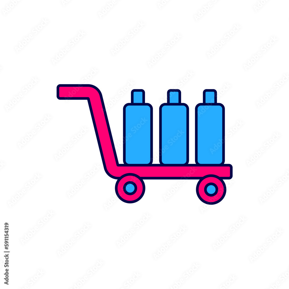 Filled outline Trolley suitcase icon isolated on white background. Traveling baggage sign. Travel luggage icon. Vector