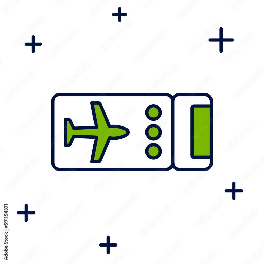 Filled outline Airline ticket icon isolated on white background. Plane ticket. Vector Filled outline Airline ticket icon isolated on white background. Plane ticket. Vector