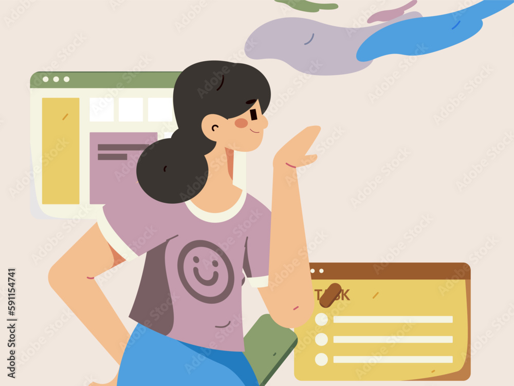 Business people working in flat vector concept operation hand drawn illustration
