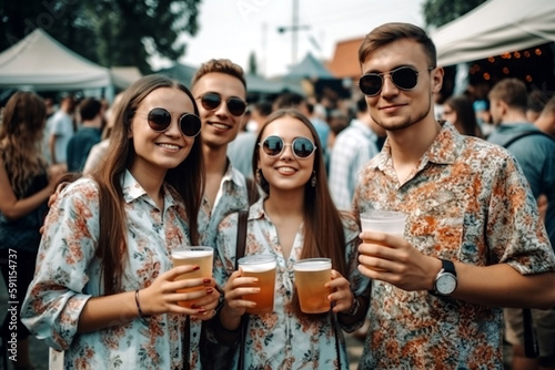 young group of friends outd...