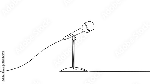One line loudspeaker voting agitation. Notification mail continuous line art illustration sketch outline drawing vector. Crowd teamwork management