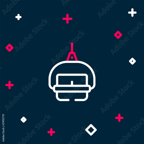 Line Ski lift icon isolated on blue background. Colorful outline concept. Vector