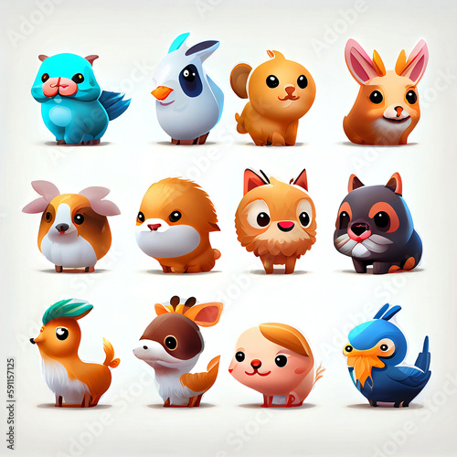 set of cute cartoon animals