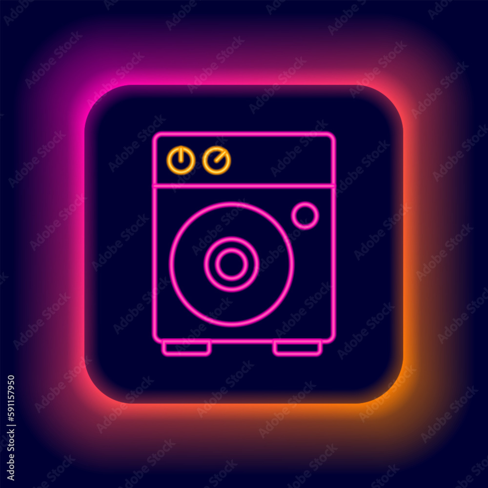 Glowing neon line Guitar amplifier icon isolated on black background. Musical instrument. Colorful outline concept. Vector Glowing neon line Guitar amplifier icon isolated on black background. Musical instrument. Colorful outline concept. Vector