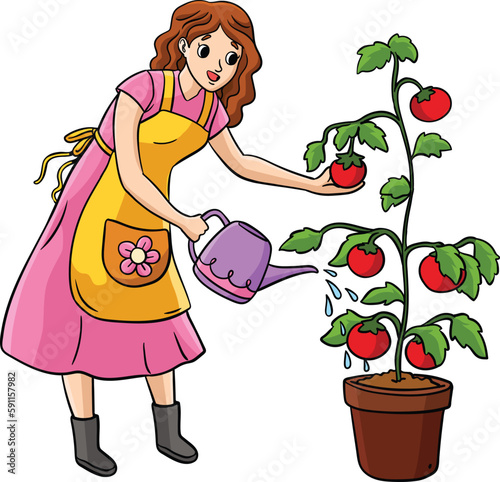 Gardener Cartoon Colored Clipart Illustration