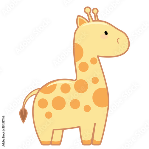 funny cartoon  kawaii  spotted yellow little giraffe  decor element  wallpaper  wrapper  packaging  greeting card  textile  poster  background