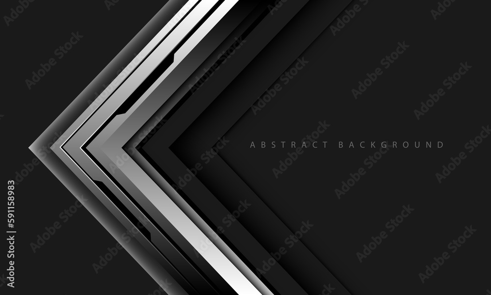 Abstract silver arrow cyber black line circuit direction geometric on grey blank space futuristic technology design modern vector Abstract silver arrow cyber black line circuit direction geometric on grey blank space futuristic technology design modern vector