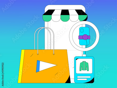 Internet celebrity e-commerce characters vector Internet hand-drawn illustration with live streaming

