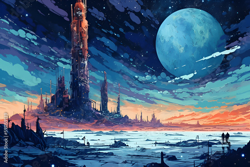 landscape with moon