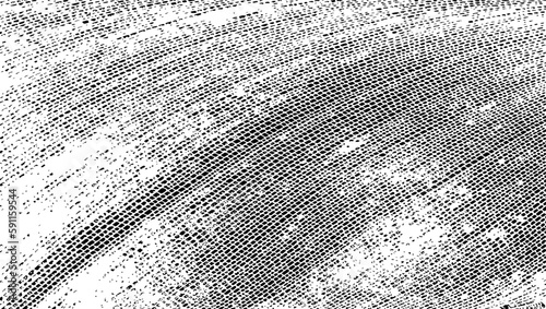 Monochrome texture composed of irregular graphic elements. Distressed uneven grunge background. Abstract vector illustration. Overlay for interesting effect and depth. Isolated on white background.
