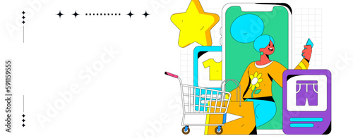 Internet celebrity e-commerce characters vector Internet hand-drawn illustration with live streaming
