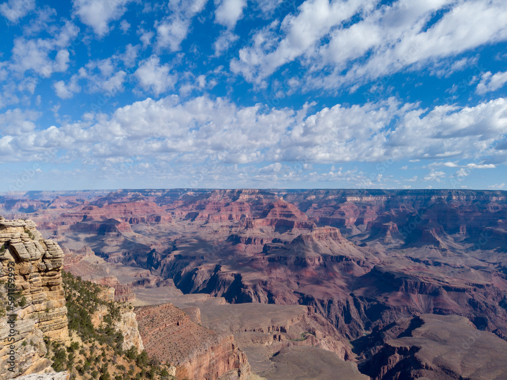 The South Rim of the Grand Canyon National Park, carved by the Colorado River in Arizona, USA. Amazing natural geological formation. The Mather Point. The South Rim of the Grand Canyon National Park, carved by the Colorado River in Arizona, USA. Amazing natural geological formation. The Mather Point.