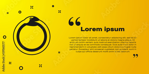 Black Magic symbol of Ouroboros icon isolated on yellow background. Snake biting its own tail. Animal and infinity, mythology and serpent. Vector