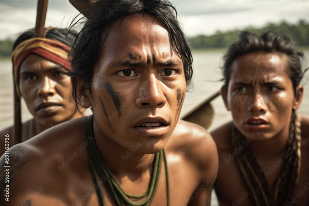 abstract, indigenous native wild person, fictional place and people. Generative AI abstract, indigenous native wild person, fictional place and people. Generative AI