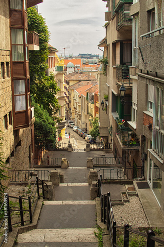 budapest street, stairs in town