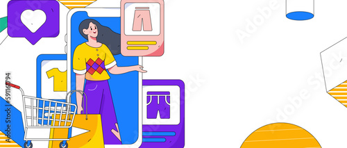 Internet celebrity e-commerce characters vector Internet hand-drawn illustration with live streaming
