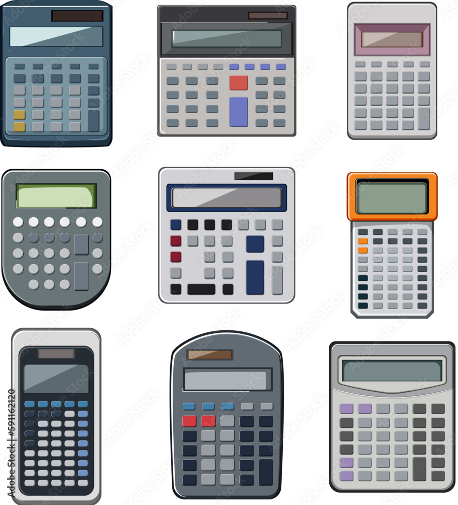 calculator device set cartoon vector illustration calculator device set cartoon vector illustration
