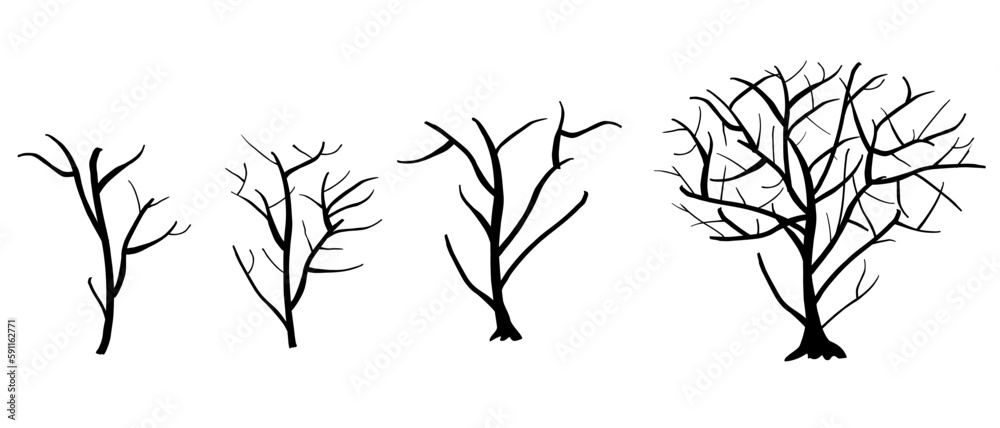 simple vector tree branch and leaf, hand draw sketch 
