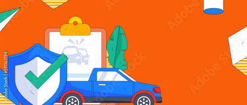 Buy insurance for car flat character vector concept operation hand drawn illustration 