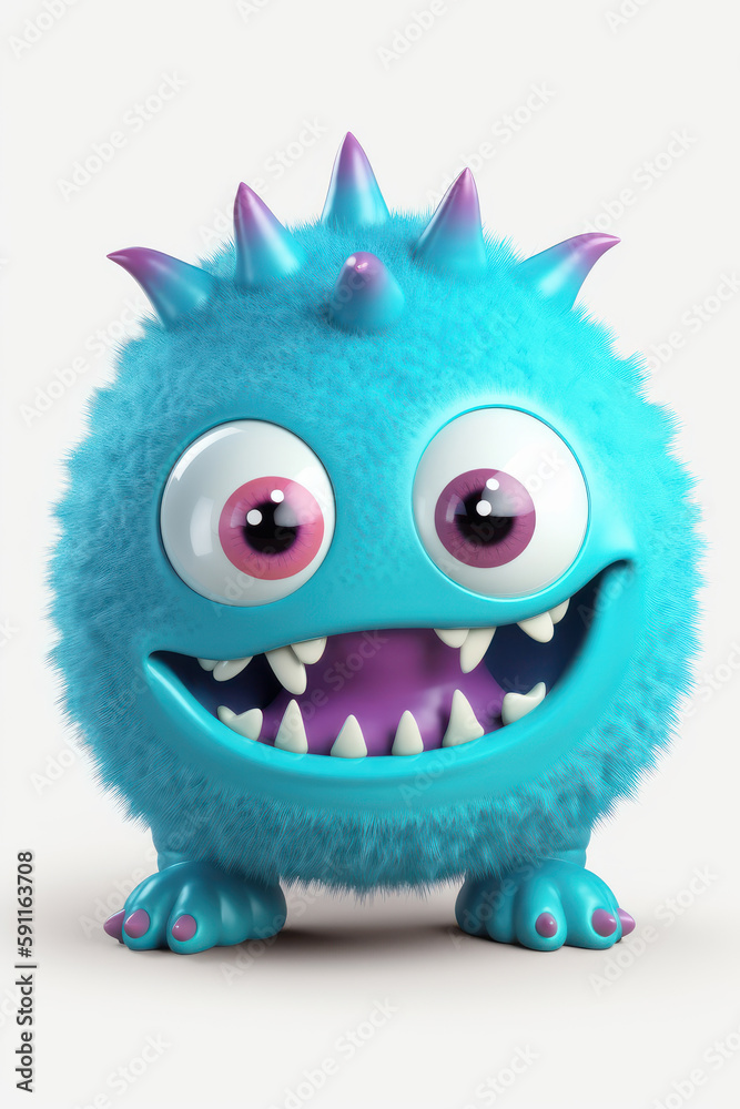 Little monster isolated on white background. Ai generated.