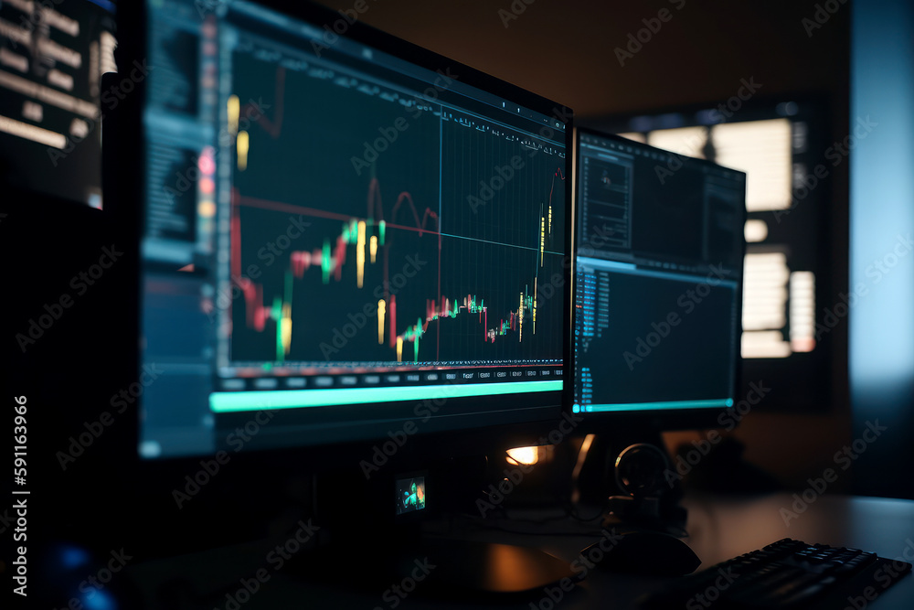 Bitcoin Stock trading on monitor screen. Ai generated. Bitcoin Stock trading on monitor screen. Ai generated.